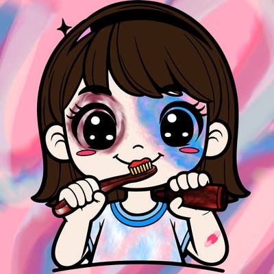 girl brushing her teeth