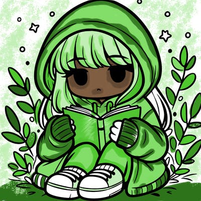 girl in oversized hoodie reading a book