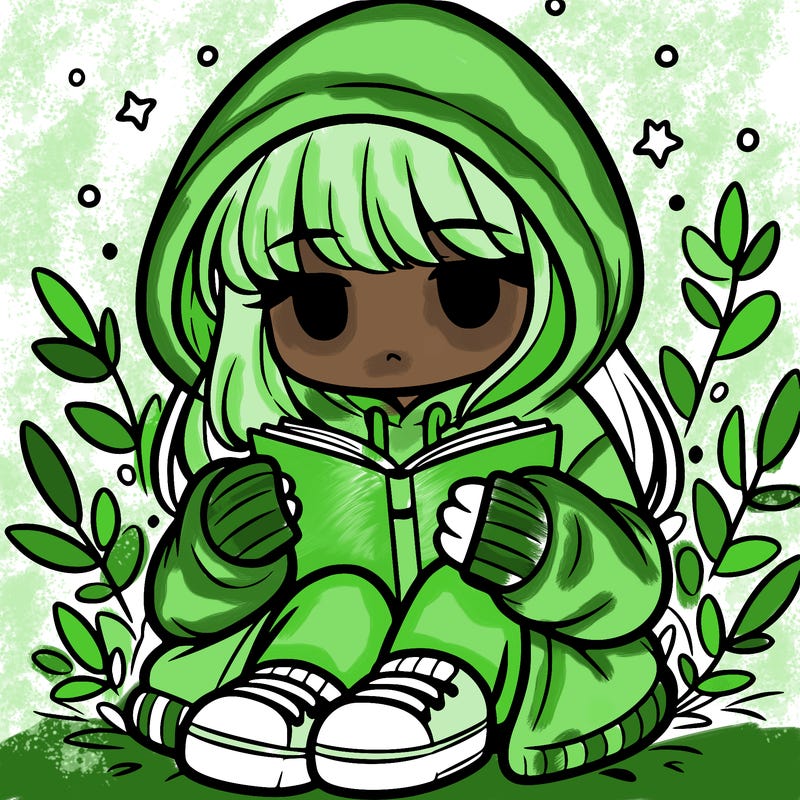 girl in oversized hoodie reading a book