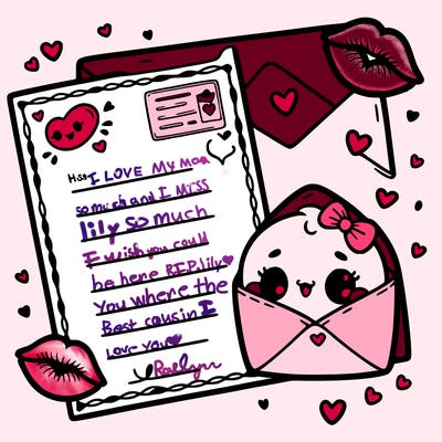 letter card, and kisses, for valentine day