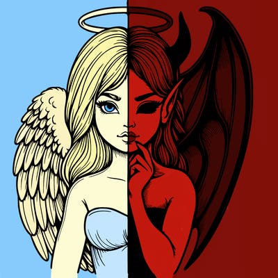 realistic angel half demon