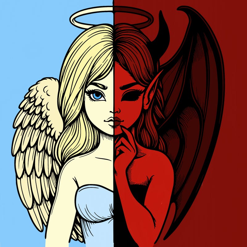 realistic angel half demon