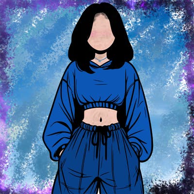 realistic girl faceless with baggy pants and a crop top