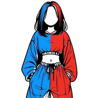 realistic girl faceless with baggy pants and a crop top