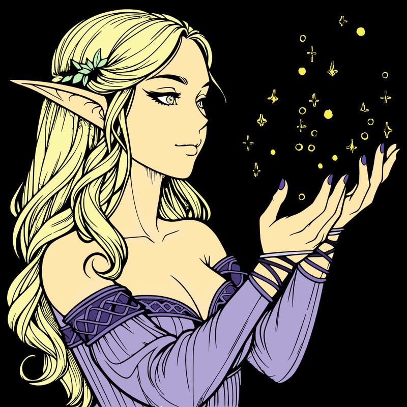 realistic elf girl doing magic