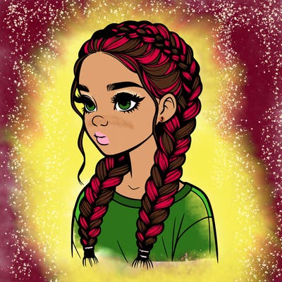 realistic girl with braids