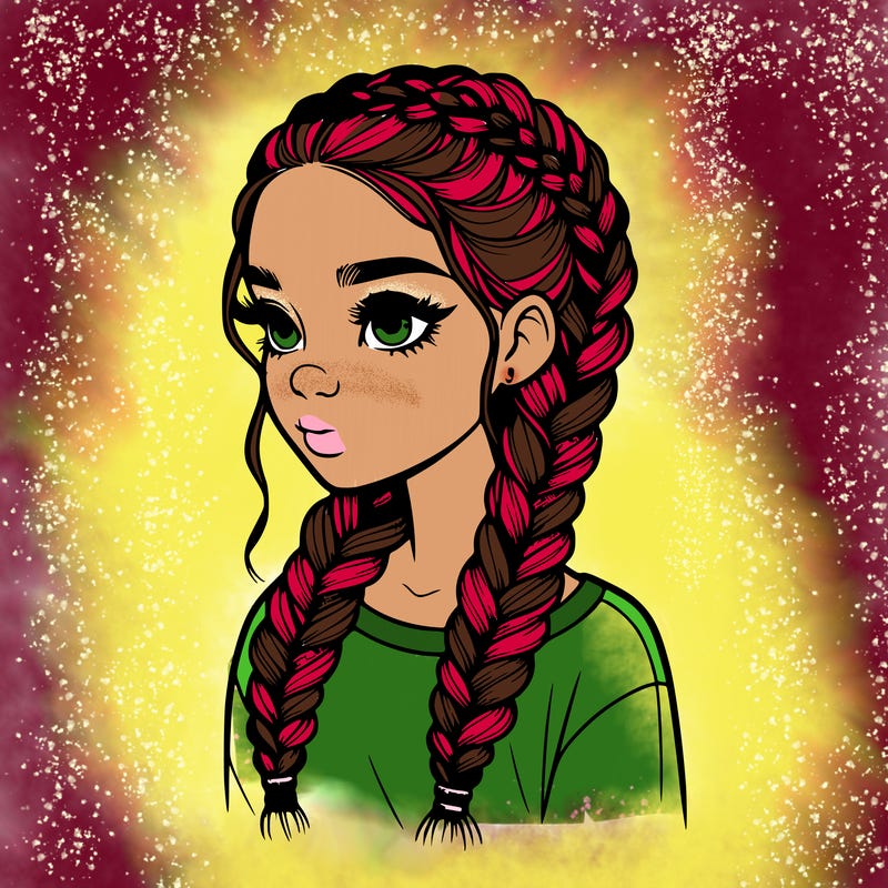 realistic girl with braids