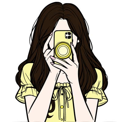 a realistic girl holding her phone taking pictures