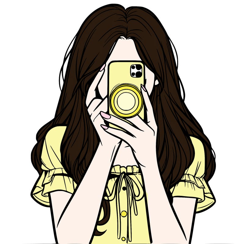 a realistic girl holding her phone taking pictures