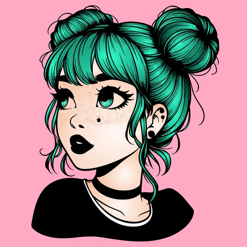 realistic girl with spacebuns