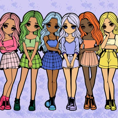 a group of girls realistic