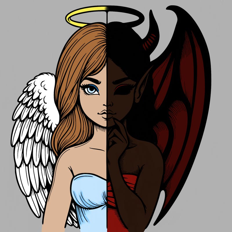 realistic angel half demon