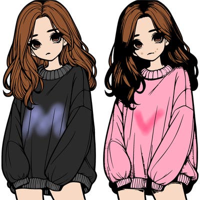 realistic girl with baggy sweater