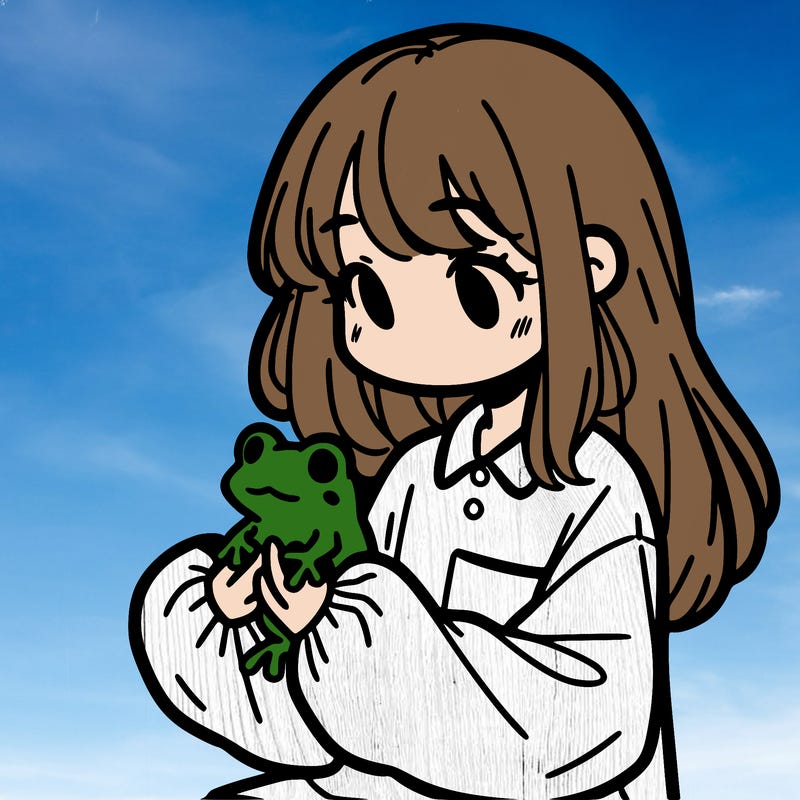girl with long hair and a oversized shirt. and she is holding a frog
