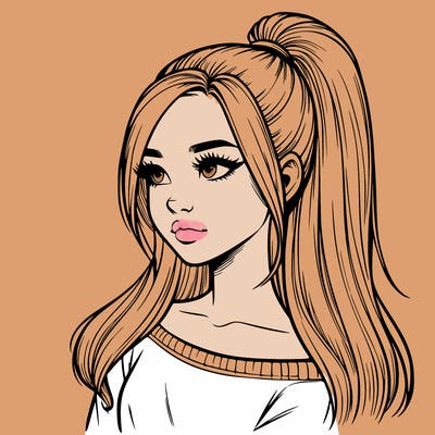 realistic girl with a high ponytail
