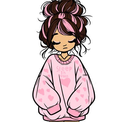 girl with baggy sweatshirt and messy bun