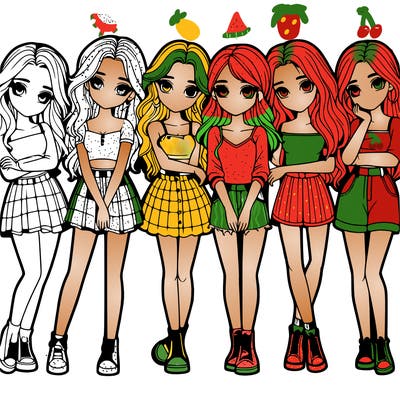 a group of girls realistic