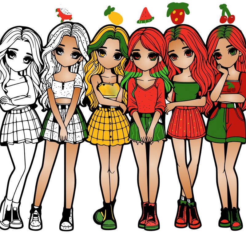 a group of girls realistic