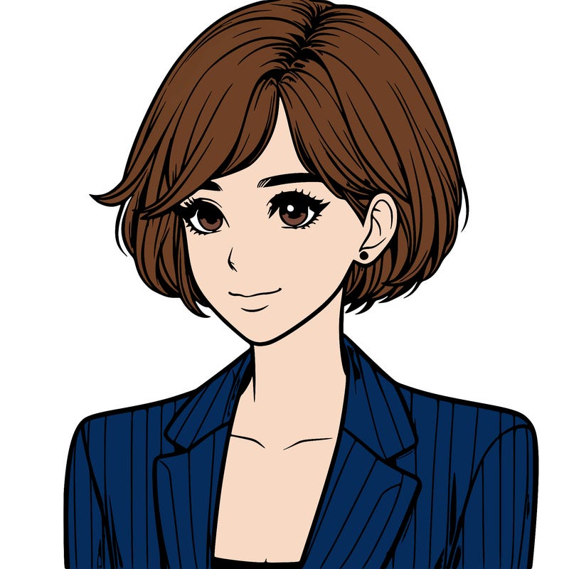one beautiful girl realistic wearing suit with short hair
