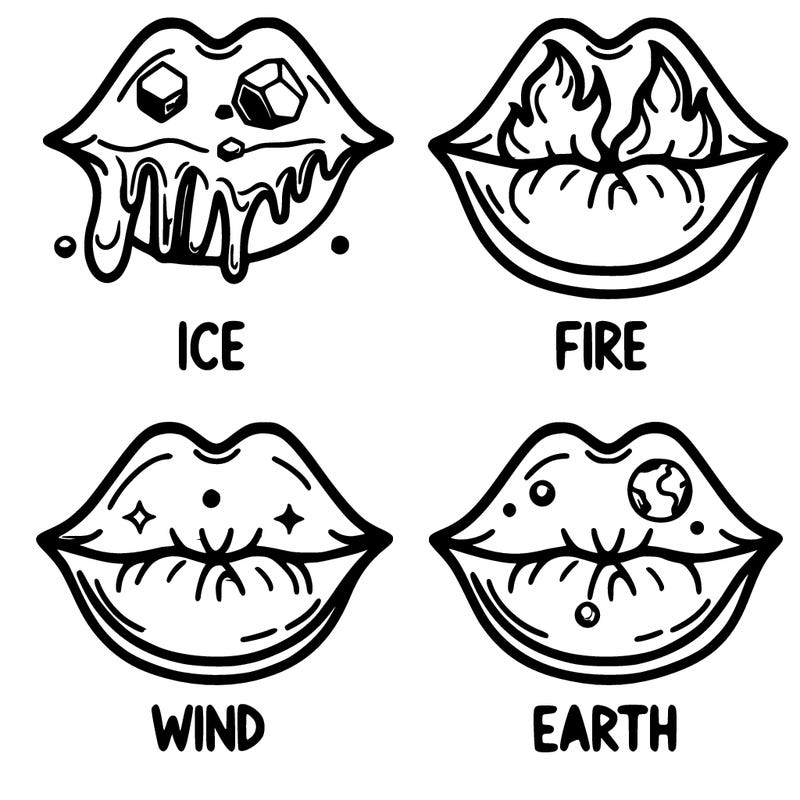 realistic lip split in fourth . 1 fourth ice 1 fire 1wind 1 earth