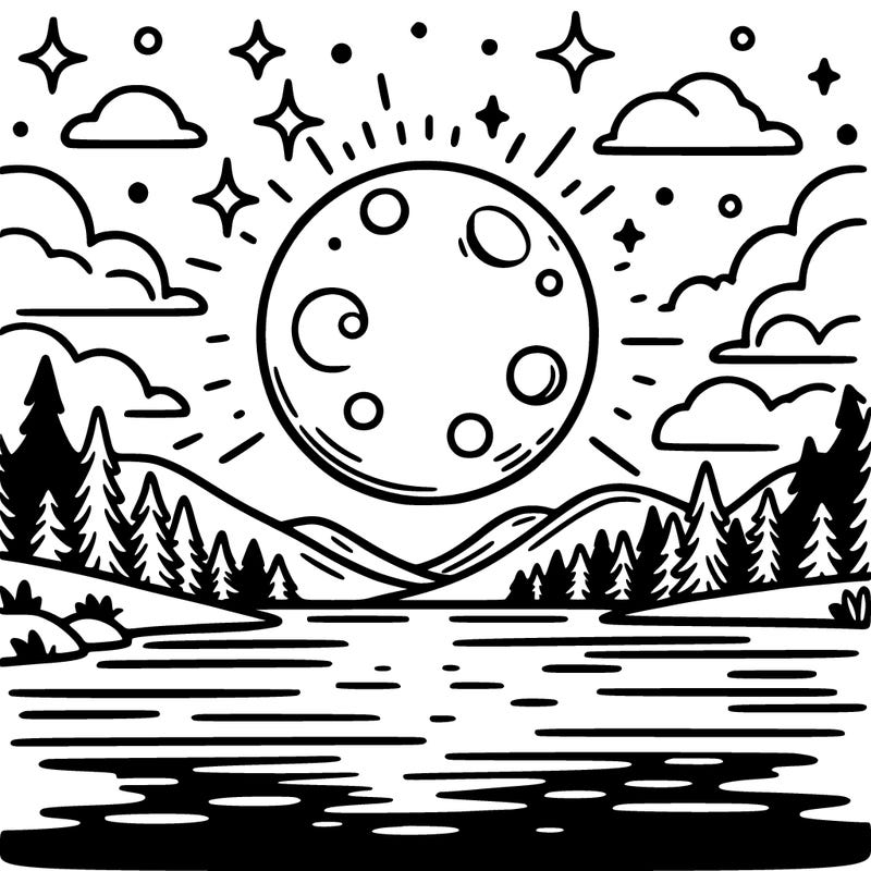 moonlight shining on a lake