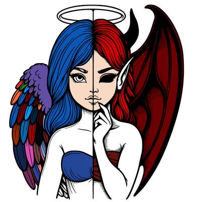 realistic angel half demon