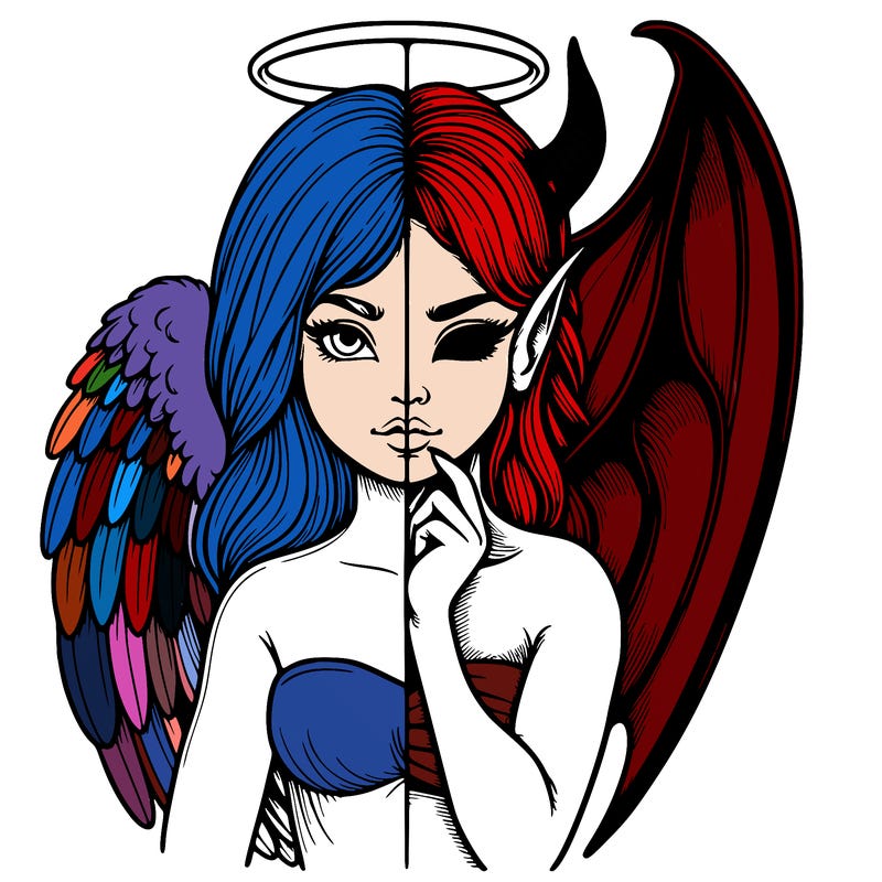 realistic angel half demon