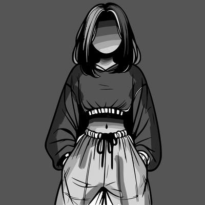 realistic girl faceless with baggy pants and a crop top