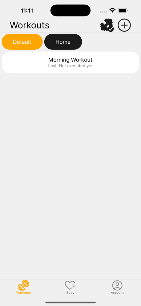 Workouts - TrainingDay - Workouts screen of the TrainingDay app showing a morning workout card