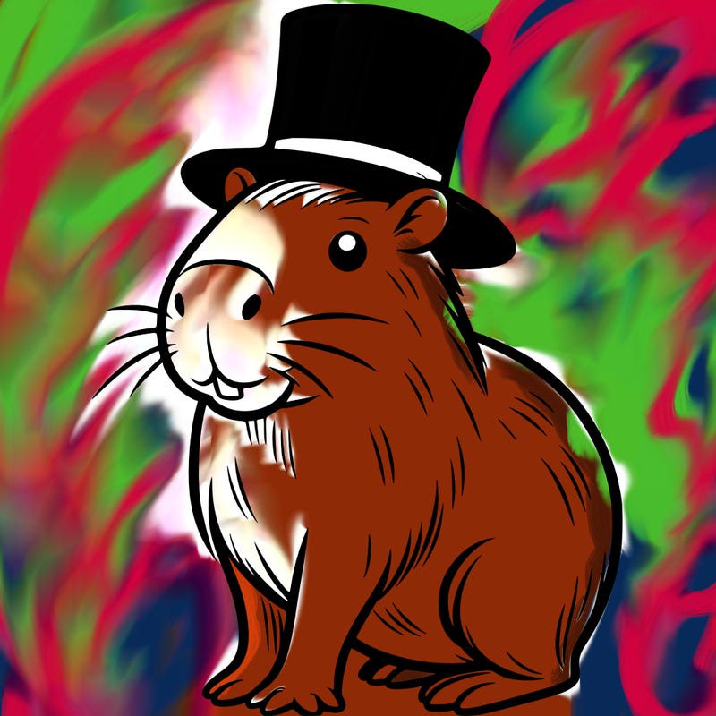 capybara wearing top hat like a magician
