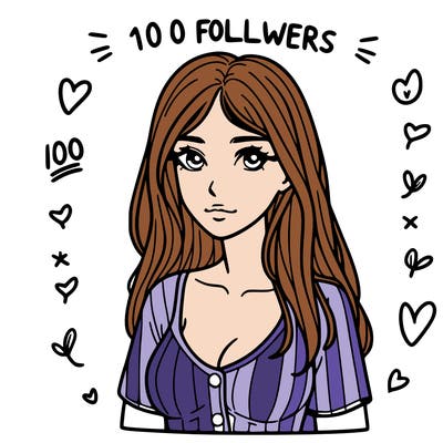 100 followers realistic girl