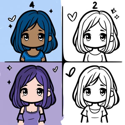 simple girl split in 4