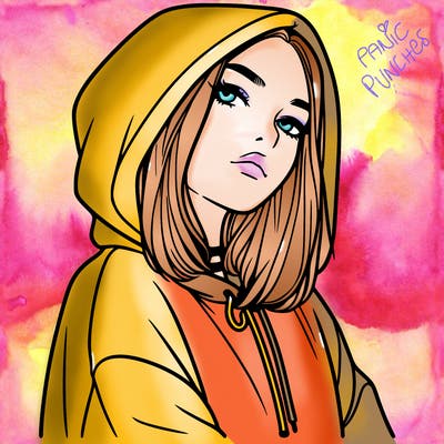 a realistic girl in a hoodie