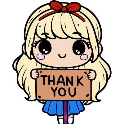 girl holding a thank you sign