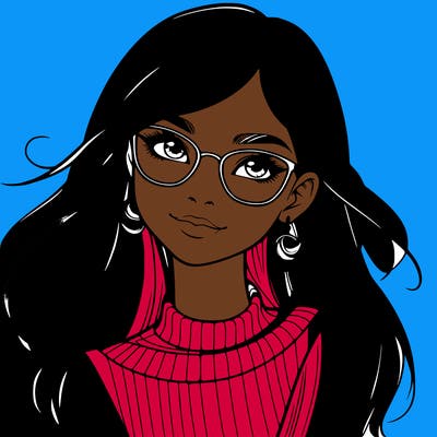 realistic girl with glasses