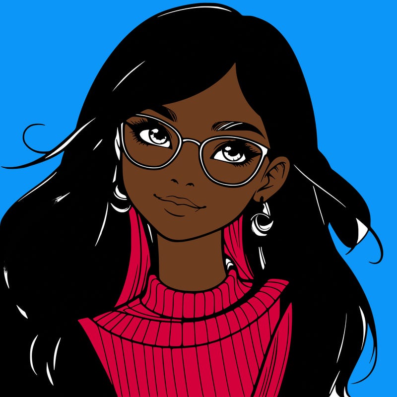 realistic girl with glasses