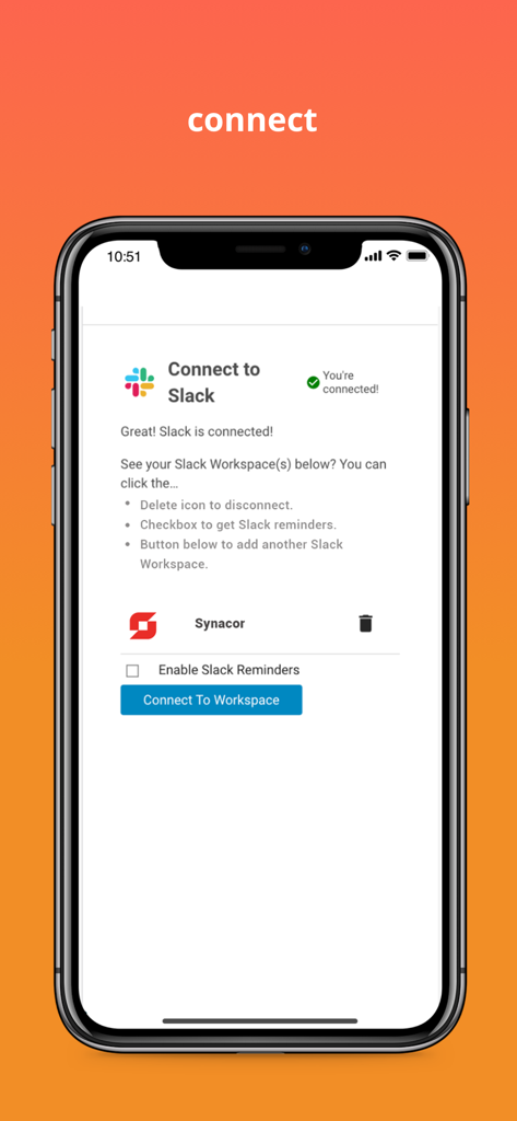 Zimbra Email & Collaboration - Zimbra App-Bildschirm zum Verbinden mit dem Slack-Arbeitsbereich.