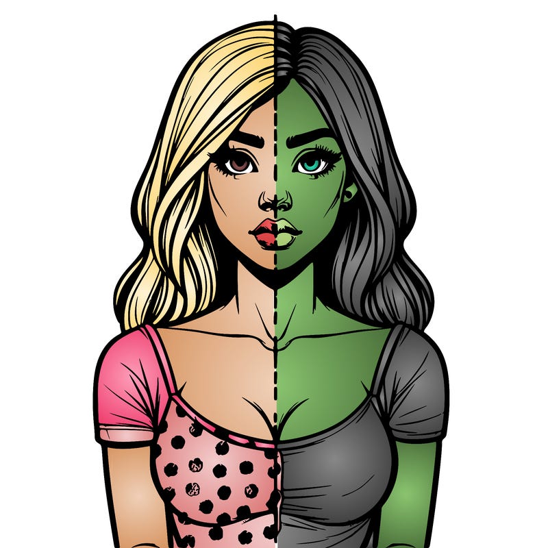 realistic girl, split