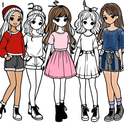 a group of five girls