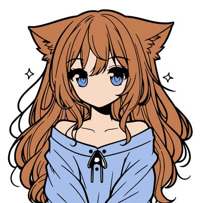 cute anime girl with cat ears