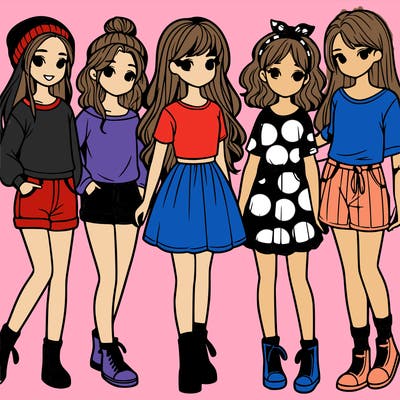 a group of five girls