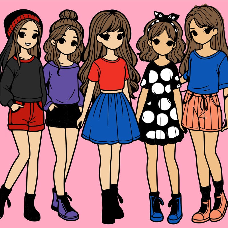 a group of five girls