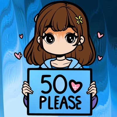 a girl holding a 50 likes please sign