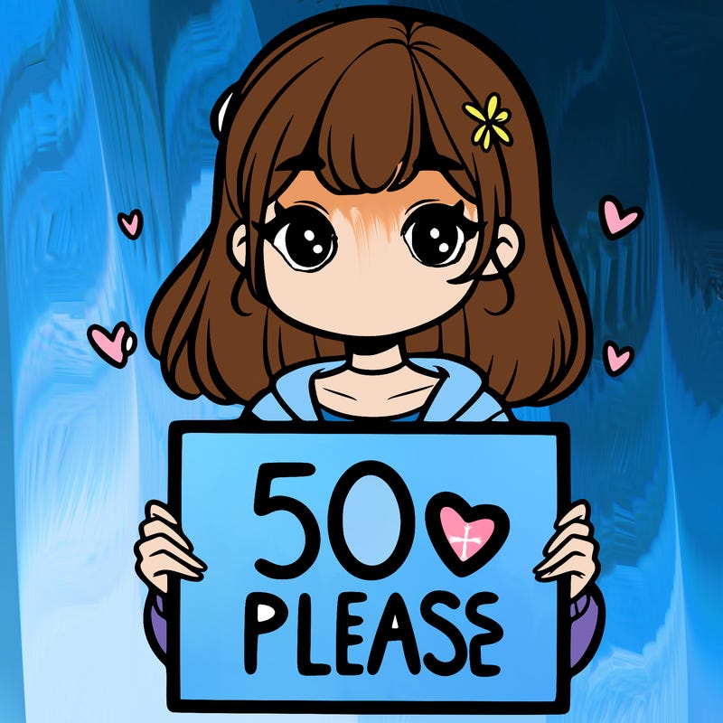 a girl holding a 50 likes please sign