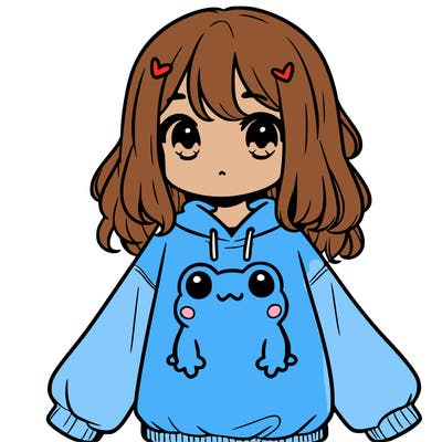 girl wearing frogging sweatshirt
