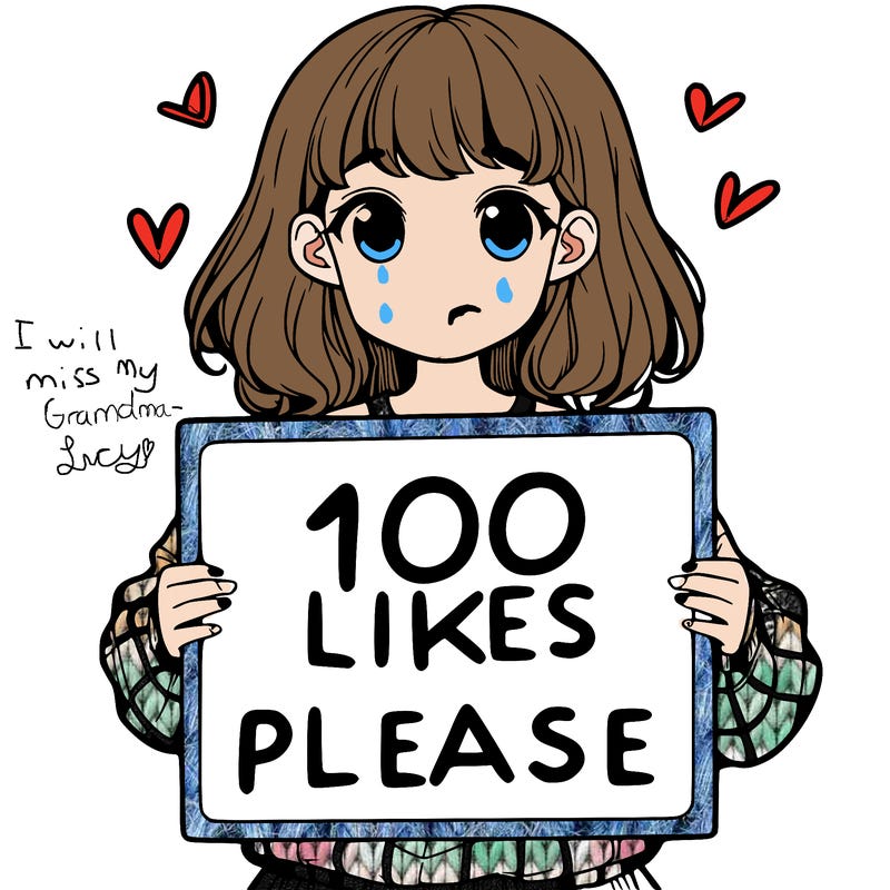 a girl holding a sign saying 100 likes please
