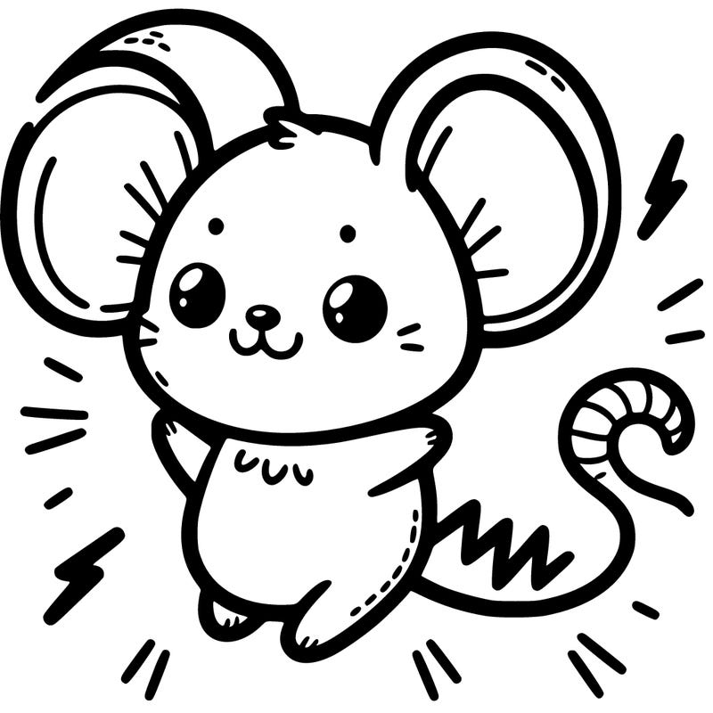 a little mouse two spiky ears and lightning bolt tail