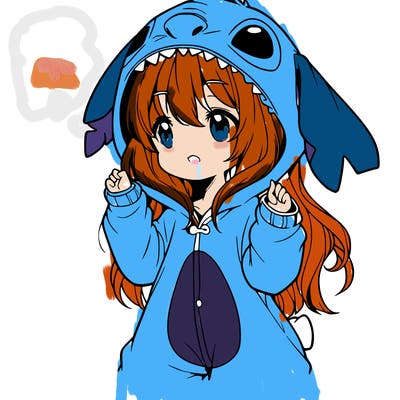 anime girl in a stitch onsie