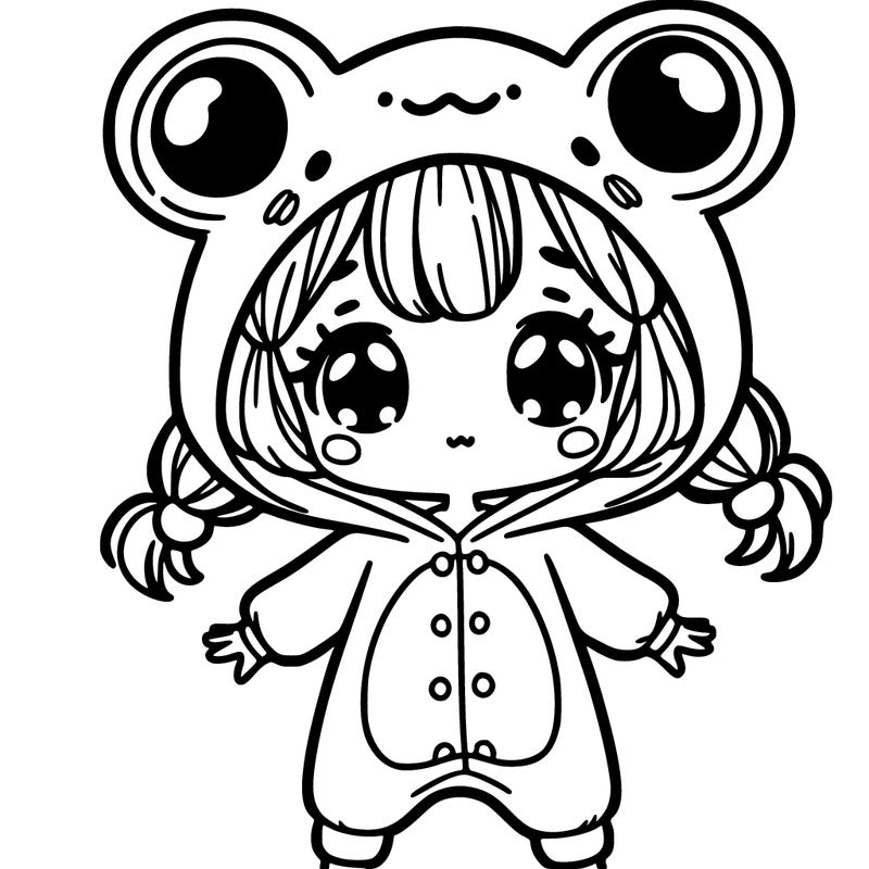a girl in a frog onsie