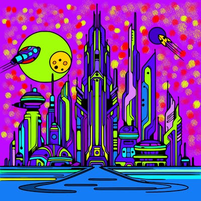 futuristic city%2c very thin lines